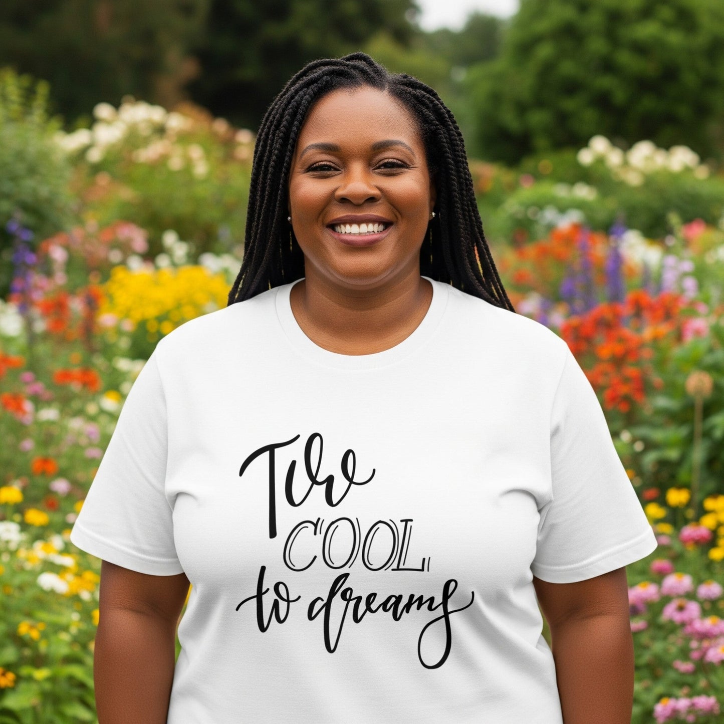 Too Cool to Dream T-Shirt Hand Lettered Quote lifestyle photo